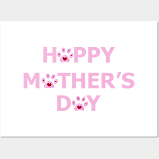 Happy Mother's day text with doodle paw prints Posters and Art